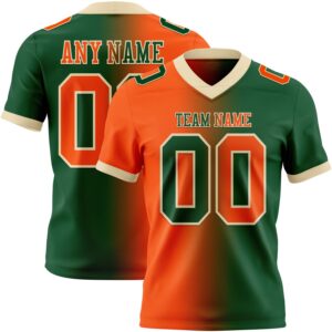 Custom Green Orange-Cream Authentic Gradient Fashion Football Jersey